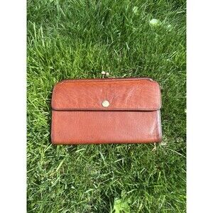 Vintage 80s Coach Checkbook Purse Wallet 4680 British Tan Kisslock Leather